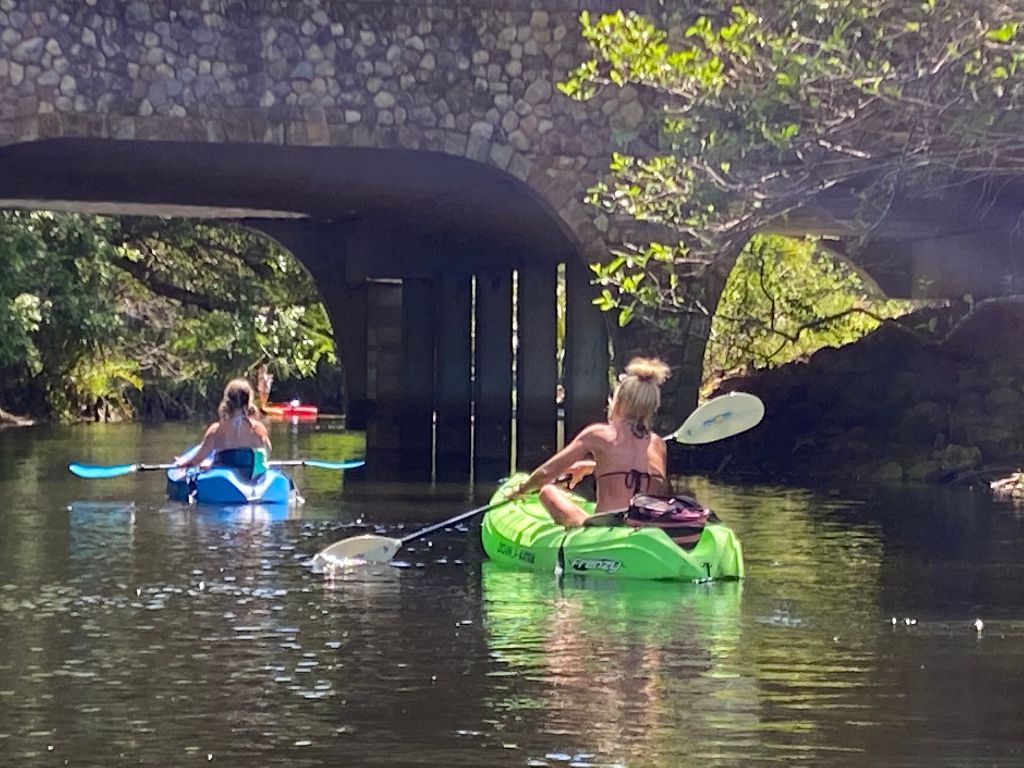 a group of people riding on the back of a boat in the water